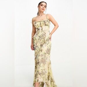 ASOS DESIGN Green Vintage Floral Dress